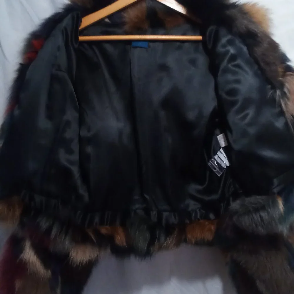 Fox fur colorful jacket and Matching Gloves - Picture 6 of 8